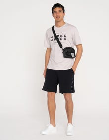 Jack & Jones Erkek Logo Baskılı Tişört - Charge -Lilac Marble - 12274716