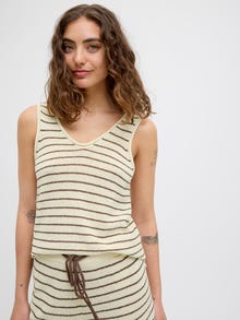 Jack & Jones Kadın Kalın Askılı Triko Bluz - Amara -Bone White - 12275494