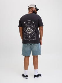 Jack & Jones Büyük Beden Göğüs ve Sırt Baskılı Tişört - Jackıe -Black - 12275788