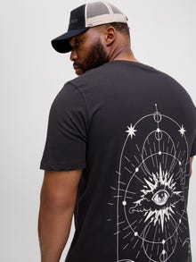 Jack & Jones Büyük Beden Göğüs ve Sırt Baskılı Tişört - Jackıe -Black - 12275788