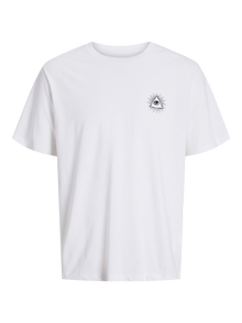 Jack & Jones Büyük Beden Göğüs ve Sırt Baskılı Tişört - Jackıe -White - 12275788