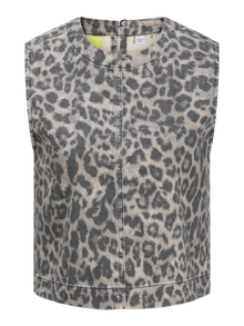 Jack & Jones Kadın Leopar Desenli Kolsuz Bluz - Sarah -Thunderstorm - 12276259