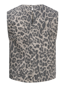 Jack & Jones Kadın Leopar Desenli Kolsuz Bluz - Sarah -Thunderstorm - 12276259
