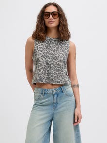 Jack & Jones Kadın Leopar Desenli Kolsuz Bluz - Sarah -Thunderstorm - 12276259