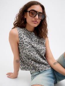 Jack & Jones Kadın Leopar Desenli Kolsuz Bluz - Sarah -Thunderstorm - 12276259
