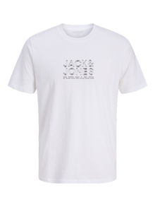 Jack & Jones Erkek Logo Baskılı Tişört - Dynamıc -Bright White - 12276393