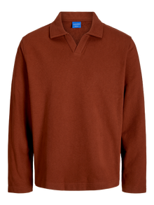 Jack & Jones Erkek Polo Yaka Sweatshirt - Lucca -Brandy Brown - 12276596