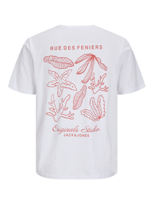 Jack & Jones Erkek Göğüs ve Sırt Baskılı Tişört - Canggu -Bright White - 12276819