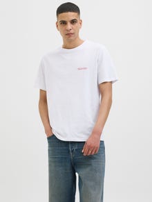 Jack & Jones Erkek Göğüs ve Sırt Baskılı Tişört - Canggu -Bright White - 12276819