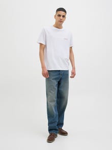 Jack & Jones Erkek Göğüs ve Sırt Baskılı Tişört - Canggu -Bright White - 12276819