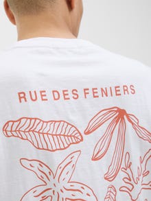 Jack & Jones Erkek Göğüs ve Sırt Baskılı Tişört - Canggu -Bright White - 12276819