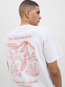 Jack & Jones Erkek Göğüs ve Sırt Baskılı Tişört - Canggu -Bright White - 12276819
