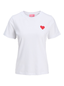 Jack & Jones Kadın Bisiklet Yaka Baskılı Tişört - Carly -Bright White - 12276974