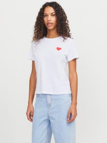 Jack & Jones Kadın Bisiklet Yaka Baskılı Tişört - Carly -Bright White - 12276974