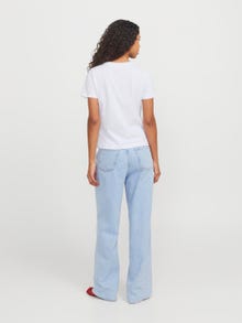 Jack & Jones Kadın Bisiklet Yaka Baskılı Tişört - Carly -Bright White - 12276974