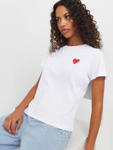 Jack & Jones Kadın Bisiklet Yaka Baskılı Tişört - Carly -Bright White - 12276974