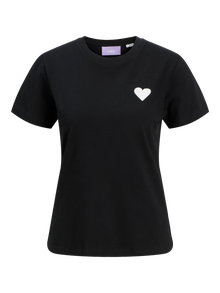 Jack & Jones Kadın Bisiklet Yaka Baskılı Tişört - Carly -Black - 12276974