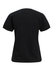 Jack & Jones Kadın Bisiklet Yaka Baskılı Tişört - Carly -Black - 12276974