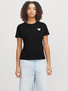 Jack & Jones Kadın Bisiklet Yaka Baskılı Tişört - Carly -Black - 12276974