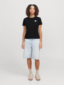 Jack & Jones Kadın Bisiklet Yaka Baskılı Tişört - Carly -Black - 12276974