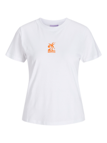 Jack & Jones Kadın Bisiklet Yaka Baskılı Tişört - Carly -Bright White - 12276974