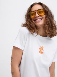 Jack & Jones Kadın Bisiklet Yaka Baskılı Tişört - Carly -Bright White - 12276974