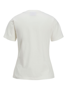 Jack & Jones Kadın Bisiklet Yaka Baskılı Tişört - Carly -Blanc de Blanc - 12276974