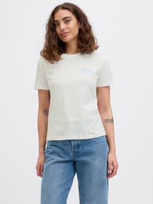 Jack & Jones Kadın Bisiklet Yaka Baskılı Tişört - Carly -Blanc de Blanc - 12276974