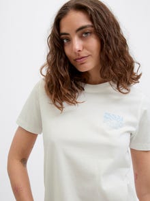 Jack & Jones Kadın Bisiklet Yaka Baskılı Tişört - Carly -Blanc de Blanc - 12276974