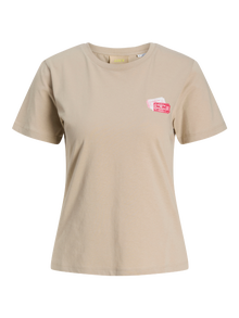 Jack & Jones Kadın Bisiklet Yaka Baskılı Tişört - Carly -Feather Gray - 12276974