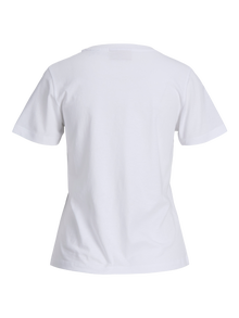 Jack & Jones Kadın Bisiklet Yaka Baskılı Tişört - Carly -Bright White - 12276974