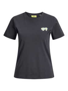 Jack & Jones Kadın Bisiklet Yaka Baskılı Tişört - Carly -Phantom - 12276974