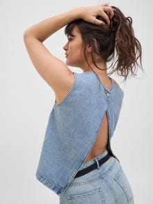 Jack & Jones Kadın Sırt Detaylı Denım Bluz - Dora -Light Blue Denim - 12277036