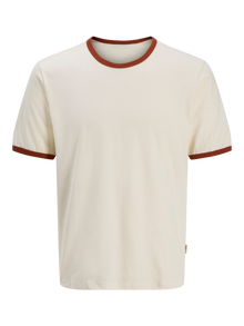 Jack & Jones Erkek Kol ve Yaka Detaylı Tişört - Formentera -Antique White - 12277262
