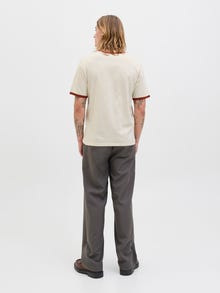 Jack & Jones Erkek Kol ve Yaka Detaylı Tişört - Formentera -Antique White - 12277262