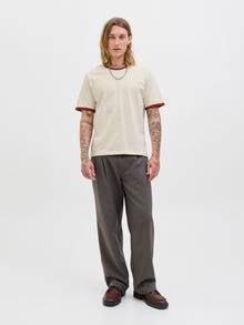 Jack & Jones Erkek Kol ve Yaka Detaylı Tişört - Formentera -Antique White - 12277262
