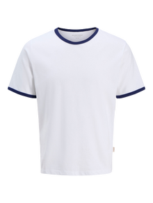 Jack & Jones Erkek Kol ve Yaka Detaylı Tişört - Formentera -Bright White - 12277262