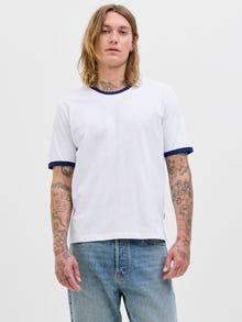 Jack & Jones Erkek Kol ve Yaka Detaylı Tişört - Formentera -Bright White - 12277262