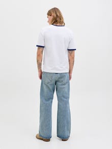 Jack & Jones Erkek Kol ve Yaka Detaylı Tişört - Formentera -Bright White - 12277262