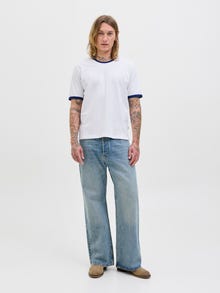 Jack & Jones Erkek Kol ve Yaka Detaylı Tişört - Formentera -Bright White - 12277262