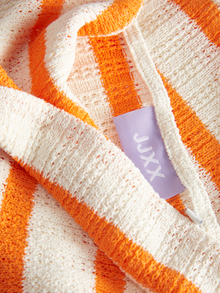 Jack & Jones Kadın Çizgili Straplez Bluz - Lınnea -Persimmon Orange - 12277369