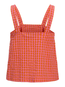 Jack & Jones Kadın Kalın Askılı Ekose Desenli Bluz - Petra -Persimmon Orange - 12277417