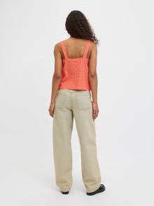 Jack & Jones Kadın Kalın Askılı Ekose Desenli Bluz - Petra -Persimmon Orange - 12277417