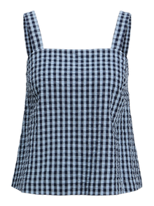 Jack & Jones Kadın Kalın Askılı Ekose Desenli Bluz - Petra -Skyway - 12277417
