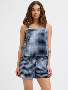 Jack & Jones Kadın Kalın Askılı Ekose Desenli Bluz - Petra -Skyway - 12277417