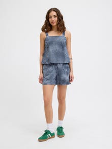 Jack & Jones Kadın Kalın Askılı Ekose Desenli Bluz - Petra -Skyway - 12277417