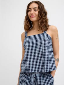 Jack & Jones Kadın Kalın Askılı Ekose Desenli Bluz - Petra -Skyway - 12277417