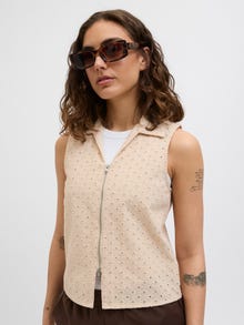 Jack & Jones Kadın Gömlek Yaka Fermuar Kapamalı Bluz - Selma -Fog - 12277424