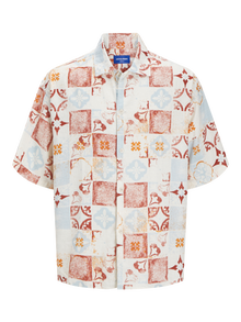 Jack & Jones Büyük Beden Desenli Gömlek - Hydra -Cloud Dancer - 12277649