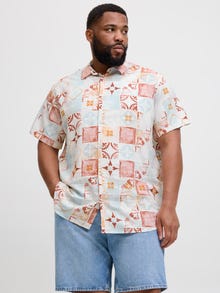 Jack & Jones Büyük Beden Desenli Gömlek - Hydra -Cloud Dancer - 12277649